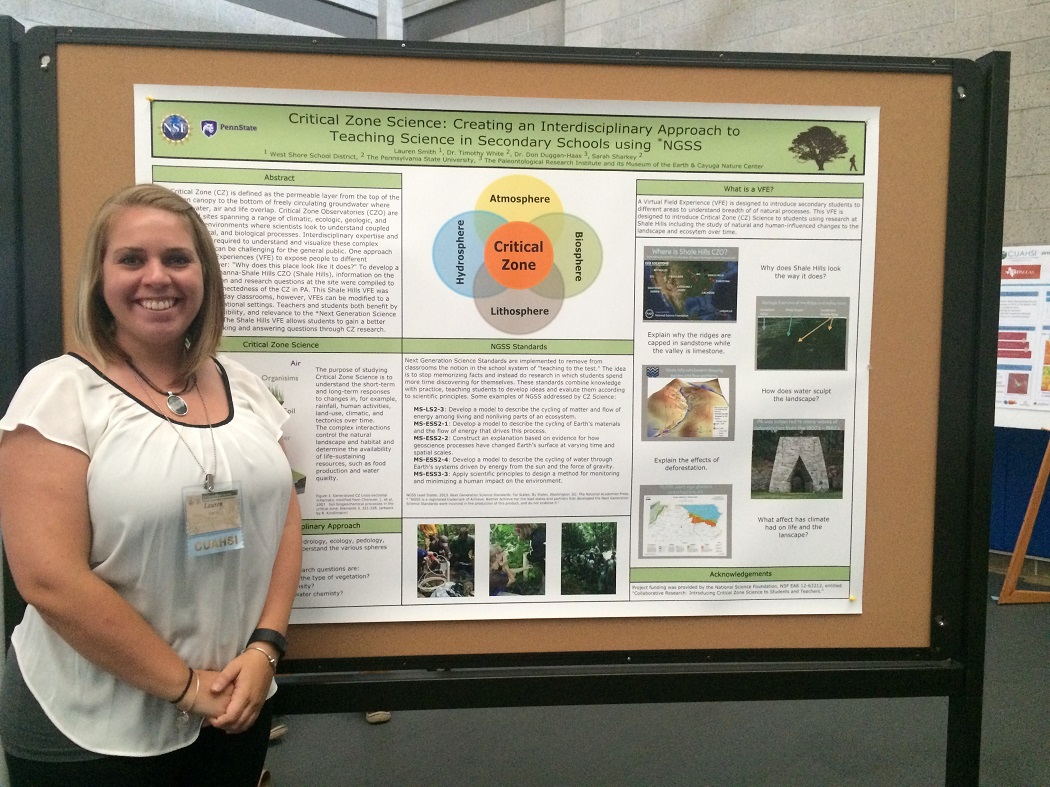 Lauren Smith with her poster at CUASHI 2016
